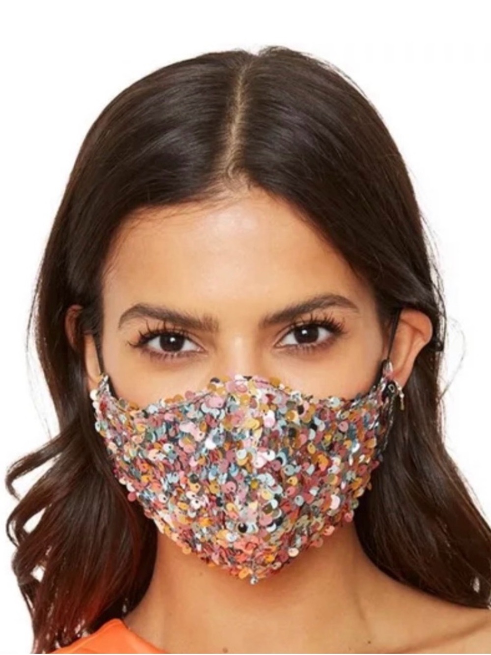 New without Tags Black Halo Multicolor Sequin Face Mask